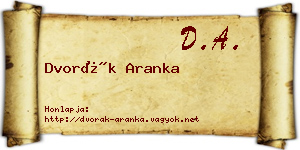 Dvorák Aranka névjegykártya