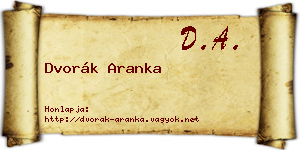 Dvorák Aranka névjegykártya