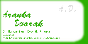 aranka dvorak business card